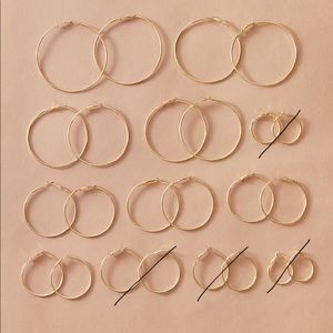 8 Gold Hoop Earrings